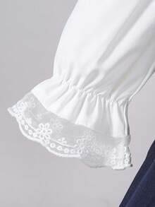 SHEIN 女小童喇叭袖荷葉邊假兩件洋裝 - 彩色 - 查看 4