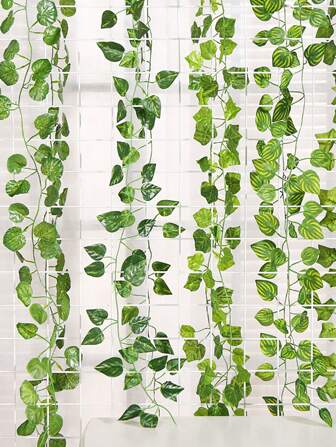 1pc Artificial Boston Ivy And Creeper Leaf, Fake Evergreen Vine With Random Maple Leaf, Grape Leaf, And Red Leaf