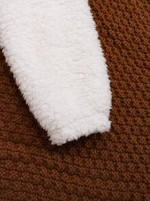 SHEIN Đứa bé gái Thiết kế tai 3D áo có mũ Dây kéo Teddy Áo liền quần - trắng - Xem 3