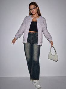 SHEIN Unity 拉链绗缝加厚外套 冬季服装