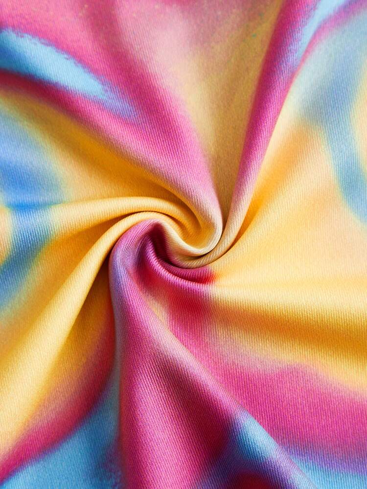 SHEIN ICON 万圣节反光体温图印花露脐T恤，霓虹发光派对 - 彩色 - 查看 4