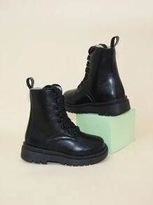 de niños simple & cómodo corte bajo Botas Chicas básico delantero Botas con cordón