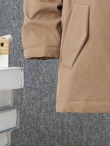 SHEIN 男小童1入組拉鏈細節連帽加絨內裏外套