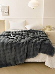1 件深灰色温暖纯色舒适兔毛毛绒毯豪华蓬松长毛绒毯床上用品盖毯柔软舒适沙发毯适用于家庭、沙发、客厅 - 深灰色 - 查看 2