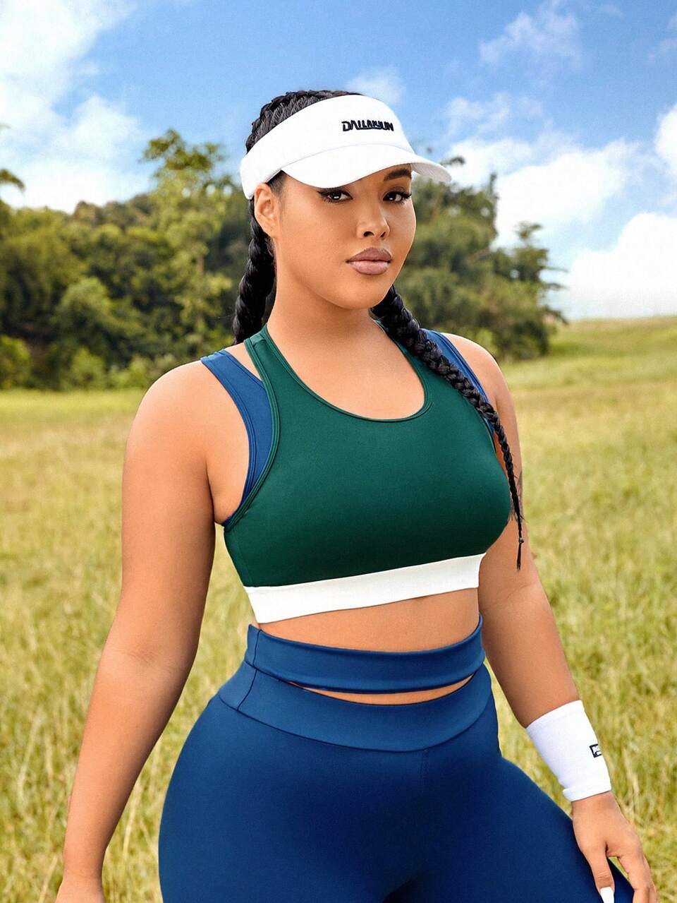 Plus Colorblock Racer Back Sports Bra,Women Tennis Outfit