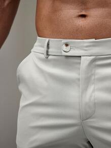 Manfinity Homme Men Slant Pocket Solid Suit Pants - Light Grey - View 6