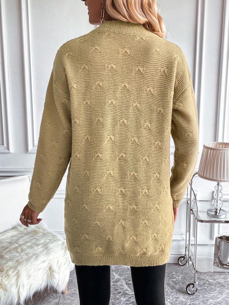 Tie Front Drop Shoulder Cardigan Fall Cloth For Women