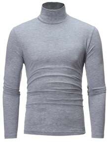 Manfinity Homme Nam Cổ giả Áo phông trơn - Màu Xám nhạt - Xem 3