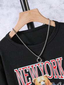 SHEIN Áo thun Con Trai - màu đen - Xem 5