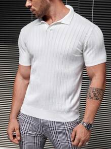 GENTILAND Men Solid Ribbed Knit Top