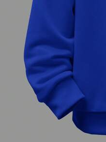 SHEIN Bộ Con Trai Túi Hoạt hình Slogan Giải trí - Màu xanh lam - Xem 4