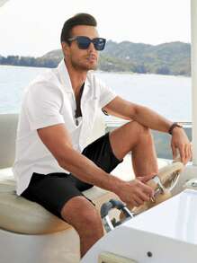 男士素色口袋貼布襯衫 - 白色 - 查看 3