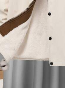 SHEIN Cậu bé Tween Lỏng lẻo phù hợp áo có mũ Khối màu Jacket thể thao - Màu be - Xem 6