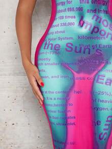 SHEIN SXY Vestido camisero con estampado de mapa de calor con cuerpo y letra - Multicolor - Ver 6