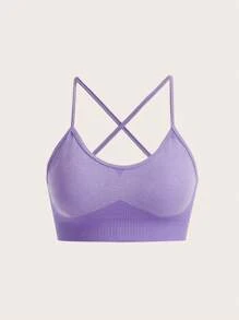 SHEIN Yoga Basic 3入組露背交叉運動型胸罩 - 彩色 - 查看 4