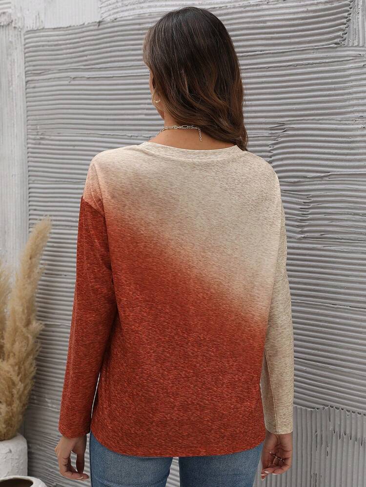 SHEIN LUNE Camiseta de hombros caídos de ombré - Multicolor - Añade 2