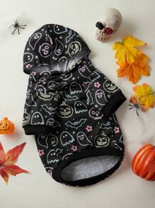Maryam Alam Halloween Có màu sắc Con ma & Hình con dơi In Áo Hoodie thú cưng Áo len - Nhiều màu - Xem 4
