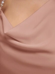 BizChic Pearls Beaded Asymmetrical Neck Blouse - Dusty Pink - View 10