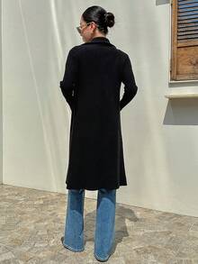 DAZY 拉鏈開襟條紋針織長款開衫