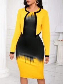 SHEIN Lady Tie Dye Cami Bodycon Dress & Super Crop Jacket - Multicolor - View 4