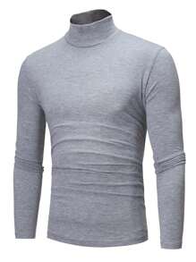 Manfinity Homme Nam Cổ giả Áo phông trơn - Màu Xám nhạt - Xem 1