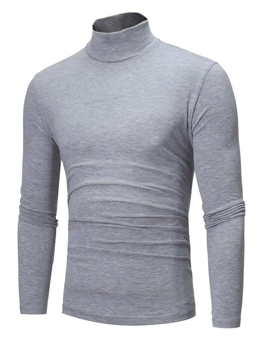 Manfinity Homme Nam Cổ giả Áo phông trơn - Màu Xám nhạt - Xem 1