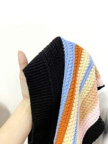 SHEIN Qutie 條紋圖案荷葉邊針織上衣 - 彩色 - 查看 6