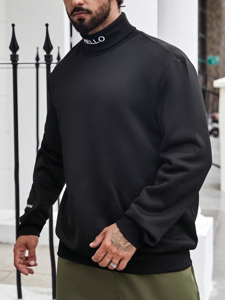 Manfinity Homme Men Plus Letter Graphic Turtleneck