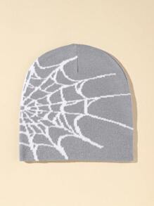 隨機1頂時尚蜘蛛網紋針織無邊帽，街頭風格 - 彩色 - 查看 4