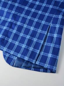 Manfinity Mode Men 1pc Plaid Print Single Breasted Blazer - Blue - View 4