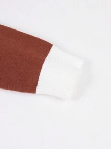 Young Boy Striped Pattern Pocket Patched Sweater