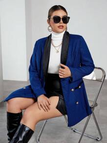 SHEIN Privé Hơn In Houndstooth Khăn quàng Đôi ngực Áo vest - Nhiều màu - Xem 1