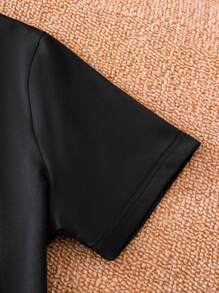 SHEIN Teenager Boys' Casual Street Chic Black Letter Print Short Sleeve T-Shirt, Suitable For Leisure & Sports Wear - Black - View 4