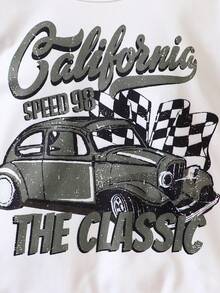 SHEIN 女小童汽車和字母圖案衛衣和褲子 - 綠色 - 查看 4