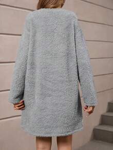 SHEIN LUNE Đầm Túi màu trơn Giải trí - Xám - Xem 2