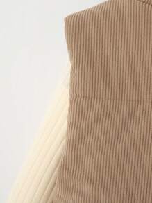 Teen Girl 1pc Zip Up Vest Padded Coat - Khaki - View 5