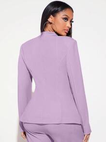 Radiana Women Fashion Solid Single Button Blazer - Lilac Purple - View 2