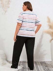 Plus Bộ PJ trễ vai sọc / Bộ Pyjama - Nhiều màu - Xem 3