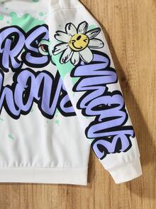 青少年女孩字母圖案連帽衫和運動褲 - 彩色 - 查看 4