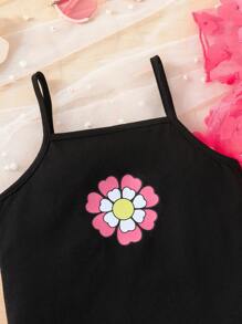 SHEIN Cô Gái Trẻ Đồ trang trí hoa Lưới Áo & Váy Dây - Nhiều màu - Xem 4