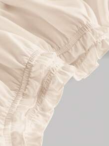 SHEIN MOD 一字肩喇叭袖褶邊洋裝 - 杏色 - 查看 3