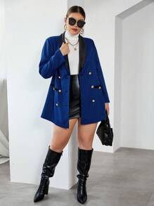 SHEIN Privé Hơn In Houndstooth Khăn quàng Đôi ngực Áo vest - Nhiều màu - Xem 6