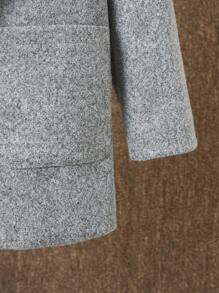 SHEIN Young Boy Fuzzy Trim Hooded Duffle Button Dual Pocket Overcoat - Grey - View 4