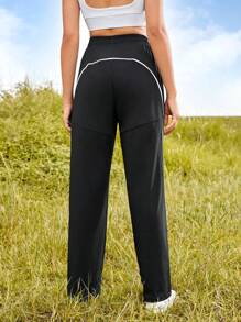 Easithlete 撞色滾邊運動褲 - 黑色 - 查看 2