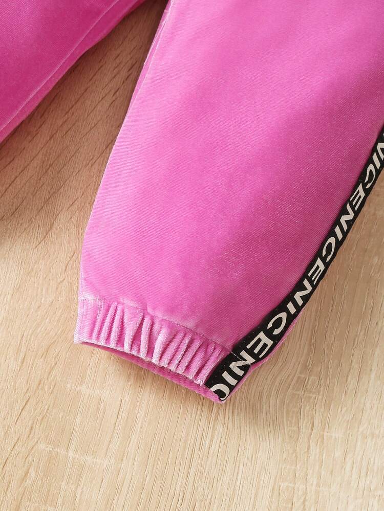 Baby Girl Contrast Letter Tape Side Pants