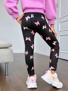 SHEIN Cô Gái Trẻ Phản chiếu In bướm Xà cạp - Nhiều màu - Xem 2