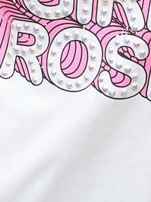 SHEIN Unity 字母圖案落肩T恤 - 白色 - 查看 3