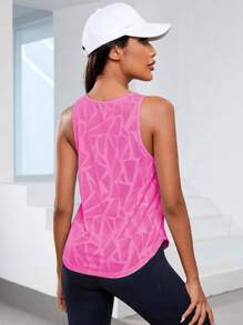 Sovereign Charm Camo Pattern Twist Hem Sports Teeworkout Tank Top - Hot Pink - View 2