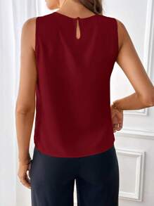 SHEIN Clasi Effen gevouwen geplooide details mouwloze blouse, mouwloze tops