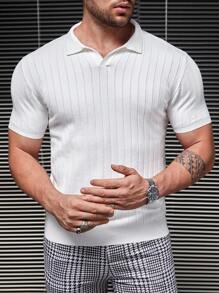 GENTILAND Men Solid Ribbed Knit Top